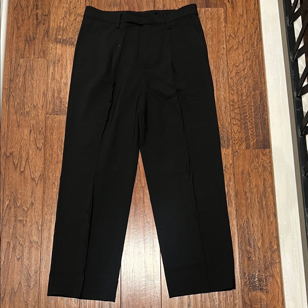 Men's wide leg pleated Black Dress Pants